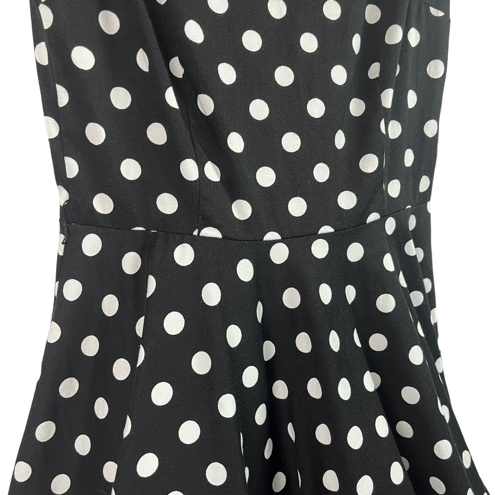 Queen of Holloway Womens Fit & Flare Dress Black White Polka Dot Medium - Picture 3 of 8